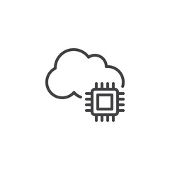 Cloud with chip line icon