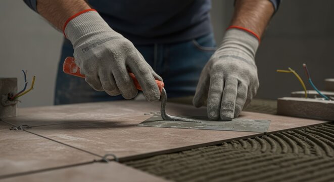 construction worker using a trowel