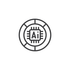 AI badge line icon