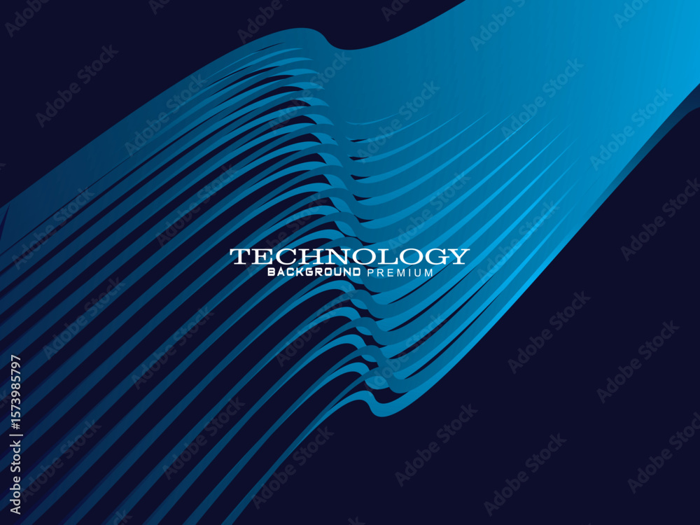 Fototapete futuristic abstract technology shining gradient blue light lines on modern line pattern blue backgro