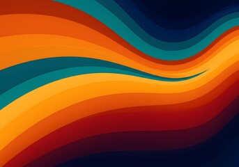 Obraz premium Abstract Colorful Waves Background Design: Vibrant Swirls of Orange, Teal and Deep Blue Hues