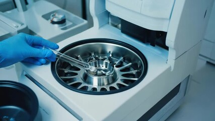 Laboratory technician performs sample analysis using precision equipment in modern lab setup - Powered by Adobe