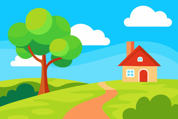 Fototapeta premium rural landscape with house