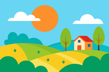 Fototapeta premium summer landscape with house