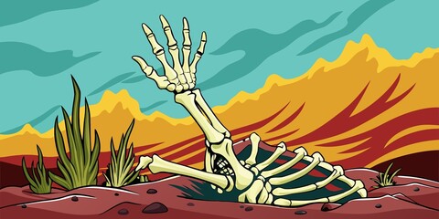 vector illustration of a cactus in the desert