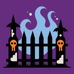 halloween cat on a cemetery