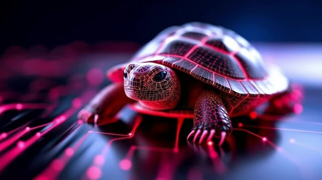 A turtle with a red light on its head