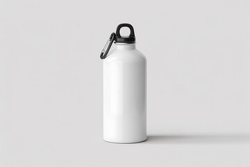 White Aluminum Water Bottle Mockup: Minimalist Studio Shot, Clean Design, Blank Template