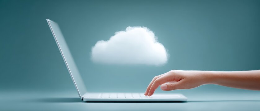 Cloud computing interaction digital workspace conceptual visualization modern technology close-up perspective digital innovation