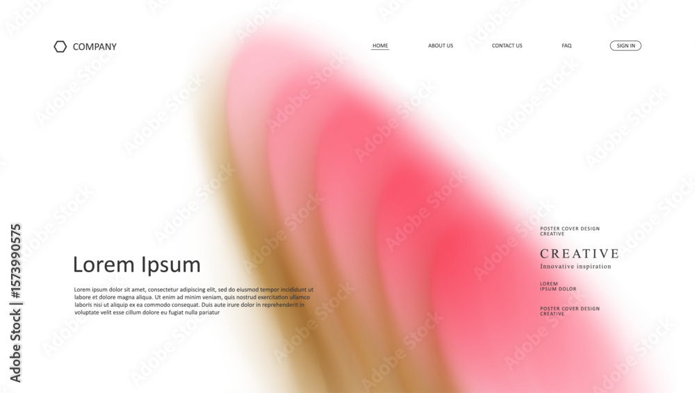 Wall mural abstract wave of landing page. fluid gradient website design