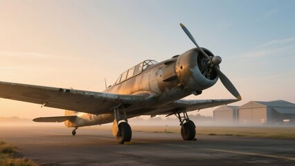 Fototapeta premium Vintage Airplane at Dawn Awe-Inspiring Aviation Photography