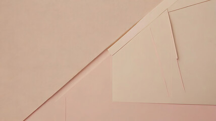 Minimalist pastel background in light beige and soft pink tones with subtle shadows and geometric shapes. High-resolution, clean layout with blank space for text or product placement. Ideal for social