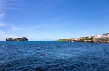 Vila Franca do Campo and Island Ilheu de Vila Franca do Campo, Sao Miguel Island, Azores, Portugal, Europe.