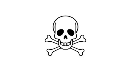 Simple outline skull and crossbones symbol on black background