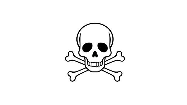 Simple outline skull and crossbones symbol on black background