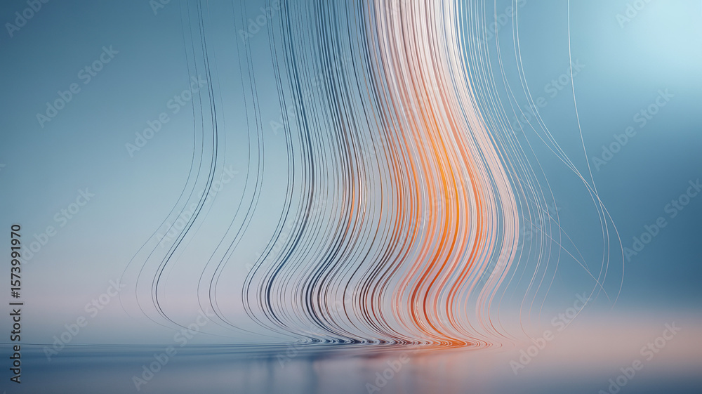 Poster Abstract Flowing Light: Abstract light streams cascade down in a mesmerizing display, creating a sense of ethereal movement and dynamic energy.