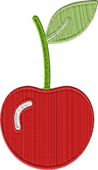 Embroidered Cherry With Green Stem © Henrique