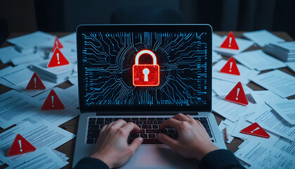 Data Security Concept Icons Representing Cybersecurity, Digital Protection, and Information Privacy