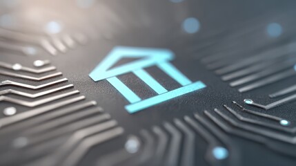 Hologram bank and connecting technology, symbolizing futuristic finance, digital banking, and seamless connectivity.