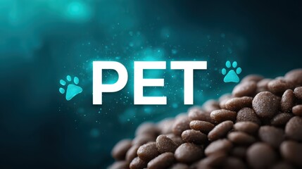 The word PET illustrated in a conceptual and commercial style, representing the pet food business and industry branding.