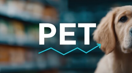 The word PET visualized in an artistic commercial scene, highlighting pet food industry, branding, and modern pet care business.