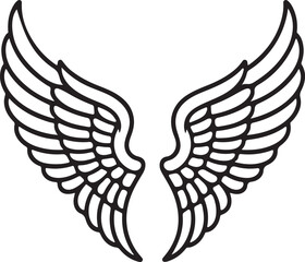 Stylized angel wings outline silhouette graphic design element