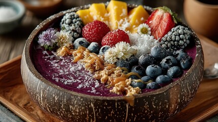 Healthy Plant-Based Smoothie Bowl with Toppings
