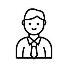 Obraz premium Minimalist black outline vector icon of a manager, symbolizing leadership, office work, and professional career. Isolated on a transparent background