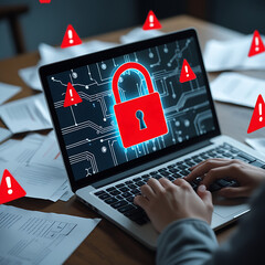Data Security Concept Icons Representing Cybersecurity, Digital Protection, and Information Privacy