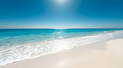 Fototapeta premium Clean bright sand beach with waves 