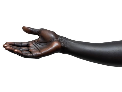 Outstretched open hand gesture isolated on transparent background