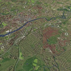 3D illustration of city and urban in Glasgow Scotland