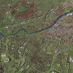 3D illustration of city and urban in Glasgow Scotland