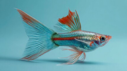 Fototapeta premium Colorful fish isolated on a blue background