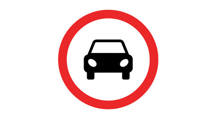 Red Circle Prohibition Sign with Black Car Icon
