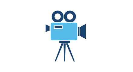 Simple Flat Style Light Blue Film Camera on Tripod