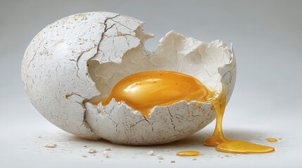 Cracked egg yolk studio shot