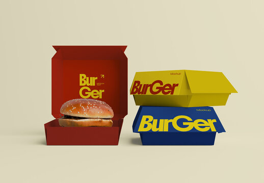 Burger Box Packaging Mockup