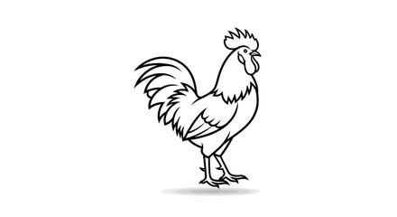 Black and White Rooster Silhouette, Standing Proudly