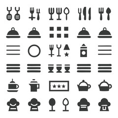 Collection of modern restaurant and culinary icons for menu design and web applications