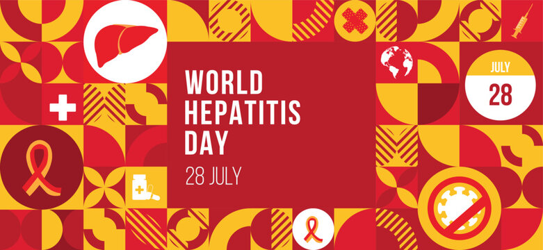 World Hepatitis Day pattern Design. 28th July Hepatitis Day design with liver, ribbon, virus, medical icons. Vector illustration.