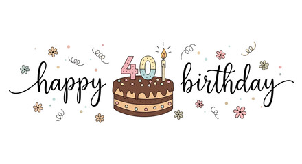 Cute 40th Birthday Cake with Floral Design