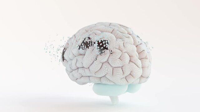 Brain simulation. Can be used in background elements related to Brain damage, degeneration or repair. Minimal idea concept. Animation revolves around itself seamless loop and Alpha Channel. 3D Render.