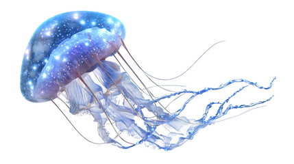 Bioluminescent Jellyfish, isolated on transparent background