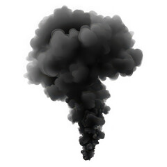 Dense dark smoke billowing upwards against black background