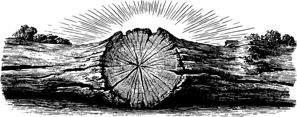 Obraz premium Weathered wood cross section with growth rings for rustic design and overlay