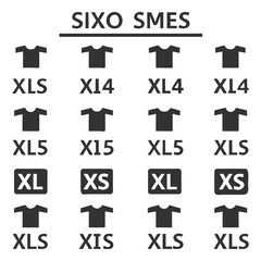 Graphic depicting multiple t shirts labeled with various sizes and measurements for apparel design.