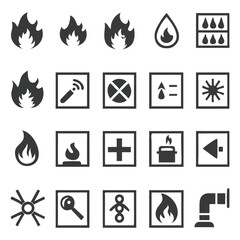 Set of minimalist iconographic symbols representing various elements and activities