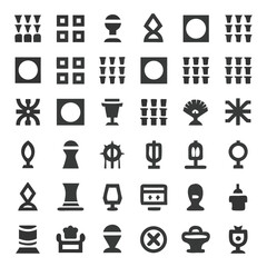 Set of minimalist icons illustrating abstract concepts and various shapes in a grid arrangement