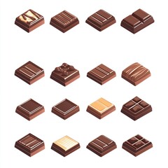 Assorted chocolate bars in isometric view (1)